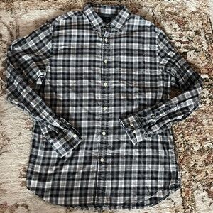 Banana Republic Men's Black and White Plaid Shirt